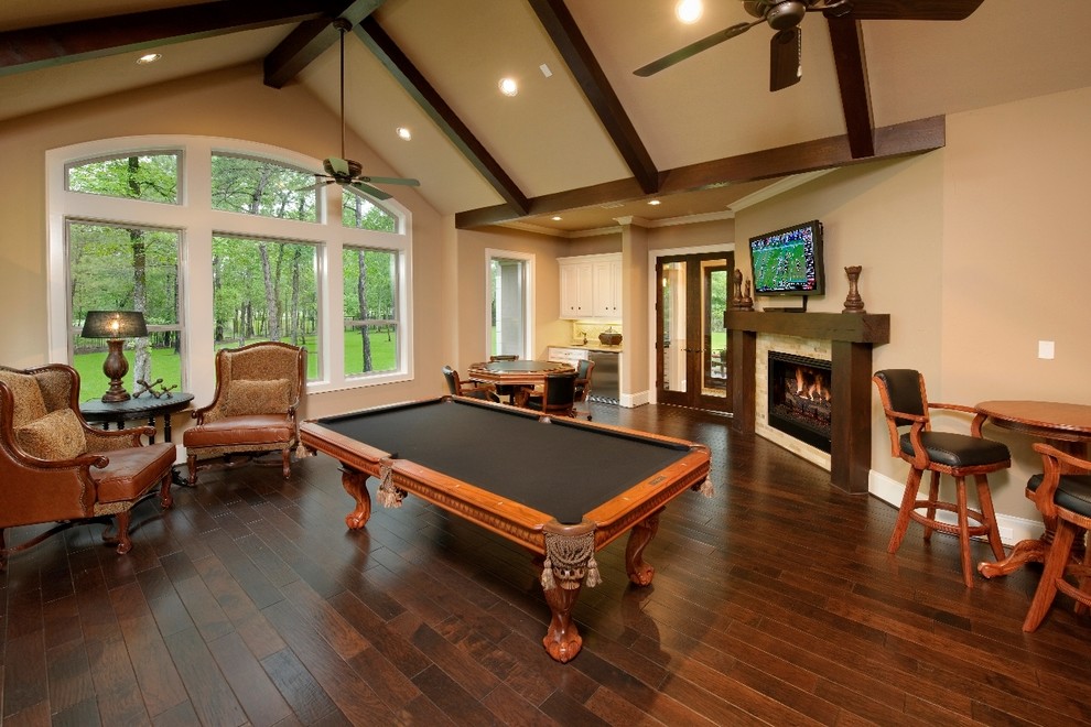Home theater - mediterranean home theater idea in Houston