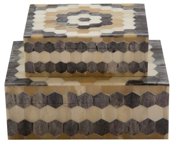 Set of 2 Hexagon Pattern Storage Boxes