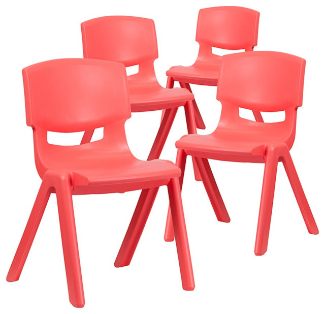 Flash Furniture 4 Pack Red Stackable Chair, 15.5'' Seat