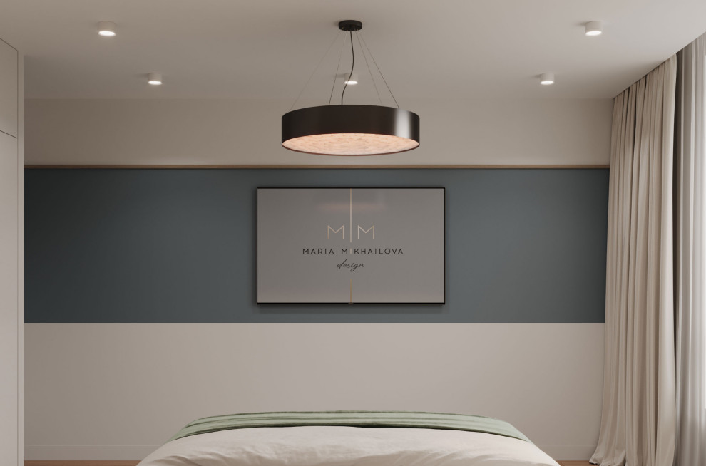 Современный интерьер с яркими акцентами и геометрическими формами