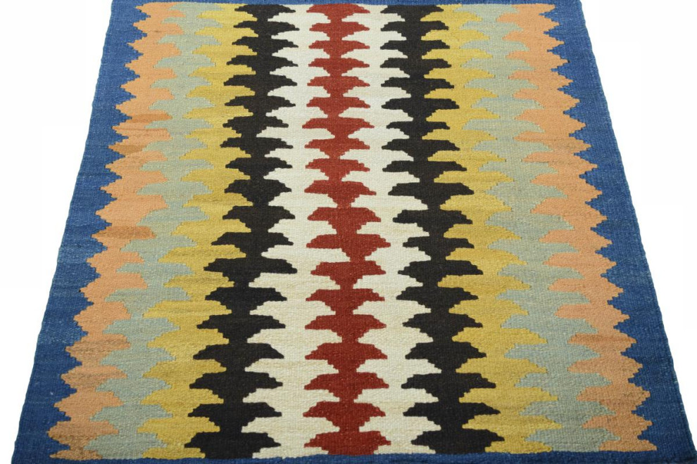 Persian Kilim Fars 3'4"x3'5" Hand Woven Oriental Rug, 3'4"x3'5