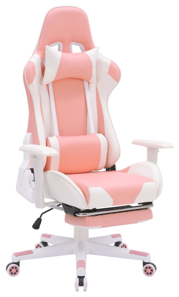 Commando Ergonomic Gaming Chair, Pink and White Gaming Chairs by Almo Fulfillment Services