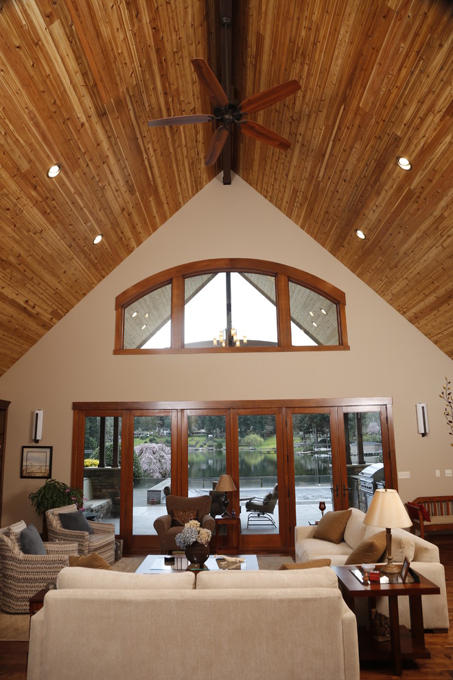 Living room - rustic living room idea in Seattle
