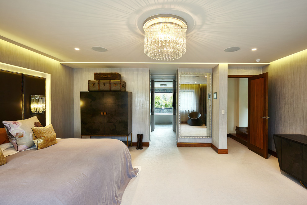 Design ideas for a contemporary bedroom in West Midlands.