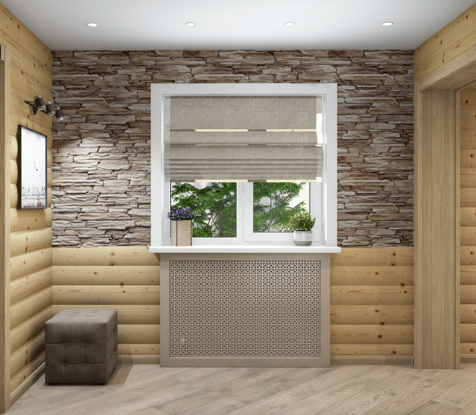 Блок-хаус в интерьере небольшого частного дома