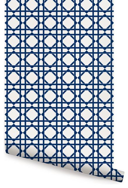 Geometric Peel and Stick Peel and Stick Vinyl Wallpaper , Bright Navy, 24"w X 60"h