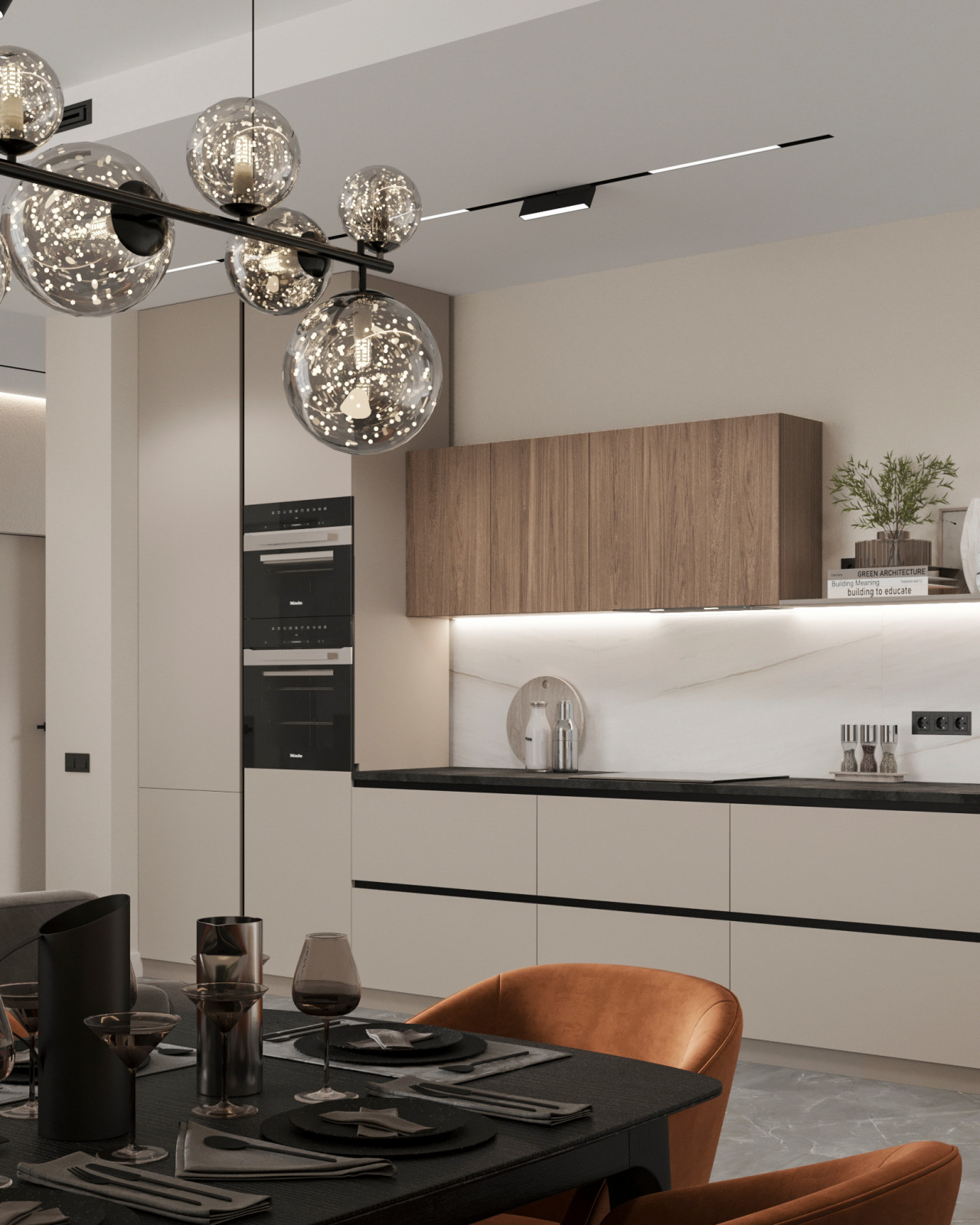 Стильный интерьер коттеджа с женской и мужской спальнями