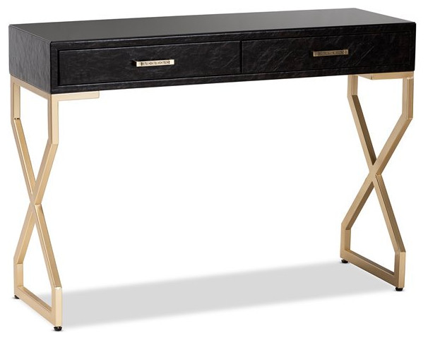 Baxton Studio Carville Modern 2 Drawer Wood Console Table In Dark Brown And Gold - Baxton Studio Everdon Dark Brown Coffee Table Baxton Studio Carville Modern 2 Drawer Wood Console Table In Dark Brown And Gold - Baxton Studio Everdon Dark Brown Coffee Table