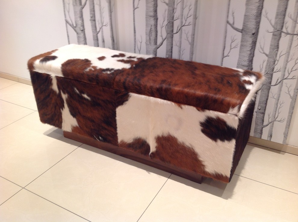 Cowhide Bench Seating Contemporary Dining Room