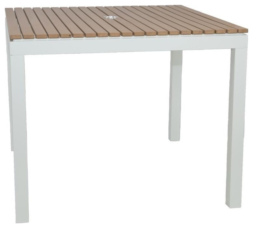 Riviera Outdoor Faux Wood Square Dining, Fake Wood Outdoor Dining Table