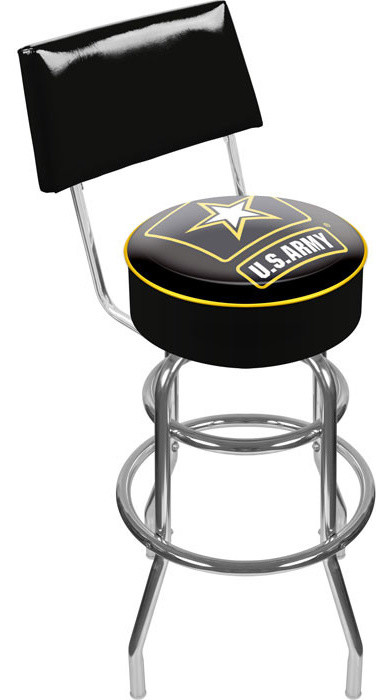 U.S. Army Padded Swivel Bar Stool with Back