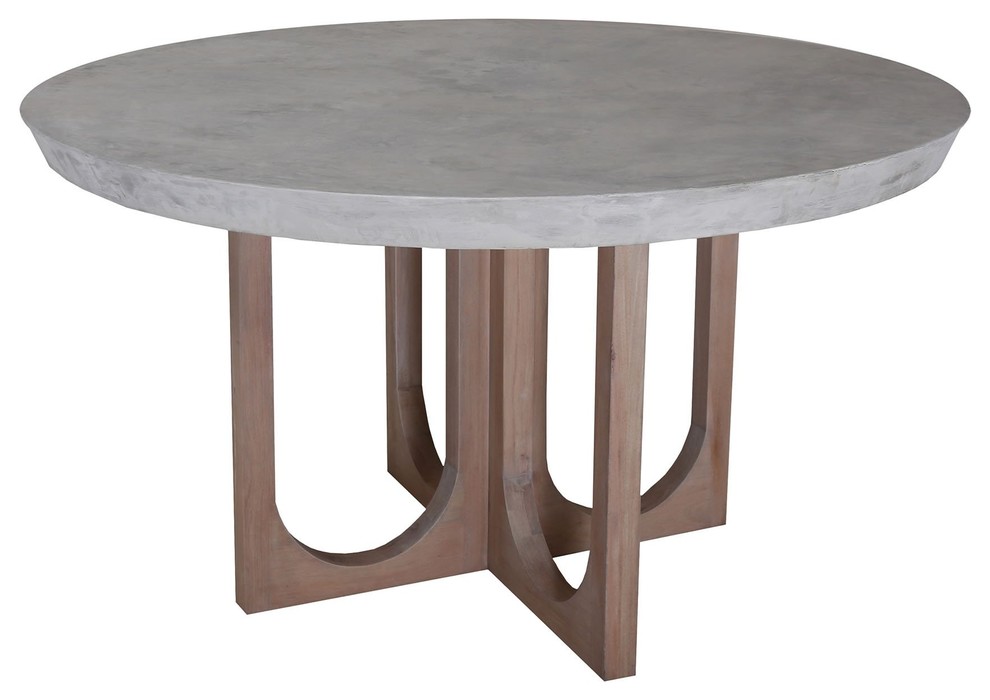 Innwood Round Waxed Concrete Blonde Stain Room Banquet Dining Table