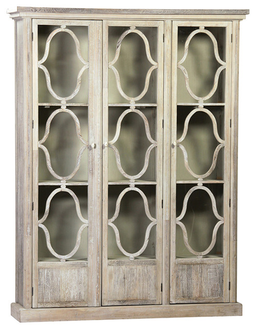 White Wash Elm Cabinet Farmhouse China Cabinets And Hutches