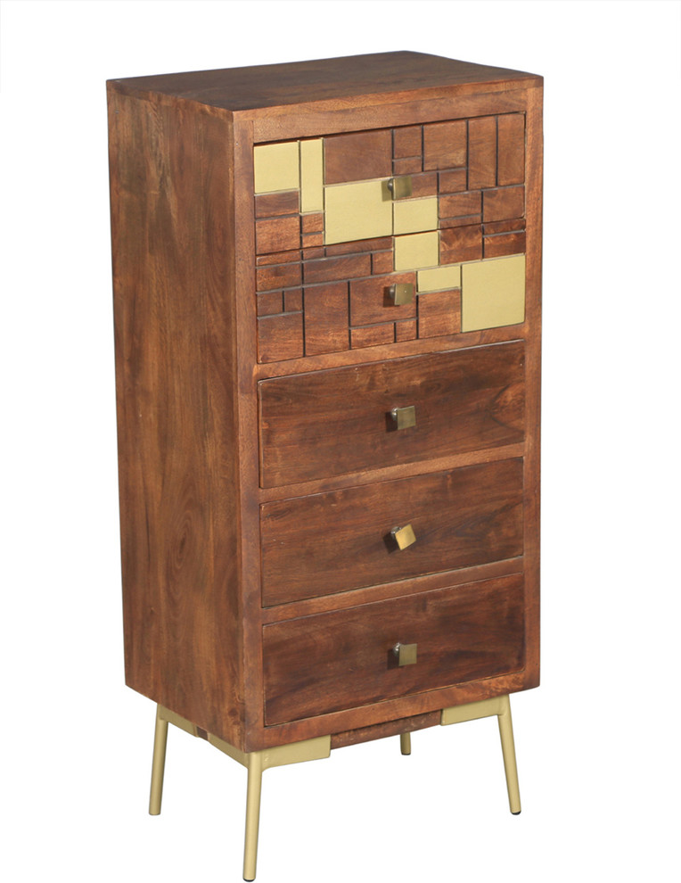 Montevideo Mango Wood Vertical Chest with 4 Drawers