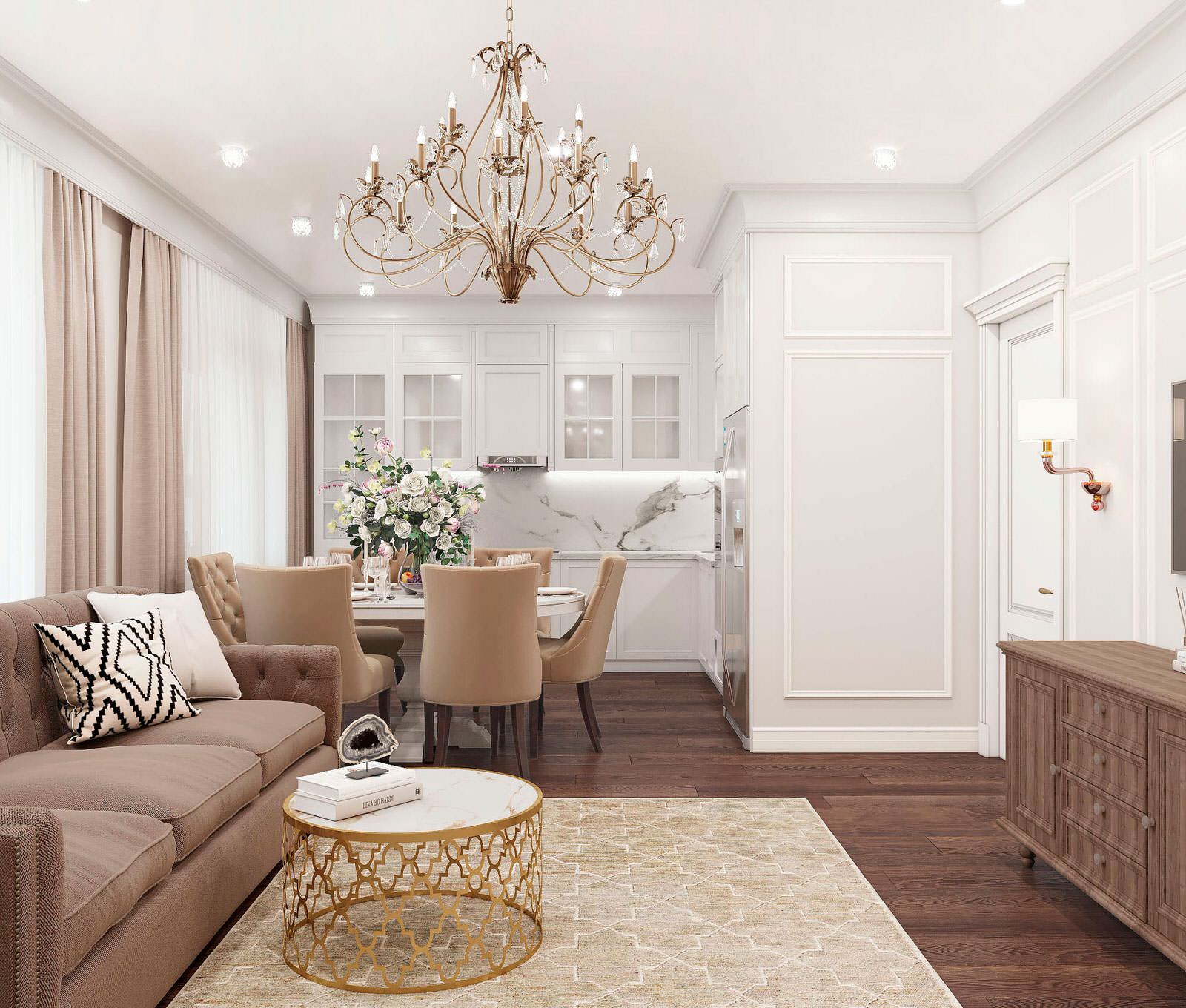 Итоговая визуализация проекта интерьера трёхкомнатной квартиры