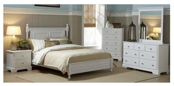 5-Piece Contemporary Bedroom Set in White (Full)