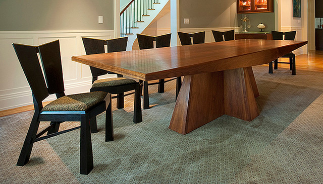 Modern Walnut Dining Table And Ebonized Charis Modern Dining Room New York By Richard W Townsend Design