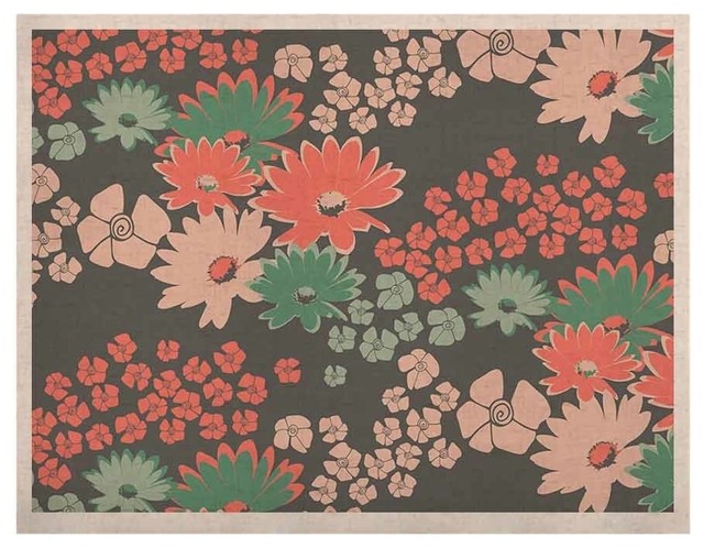 24 x 36 Kess InHouse Sam Posnick Lettuce Coral Orange Beige Luxe Rectangle Panel