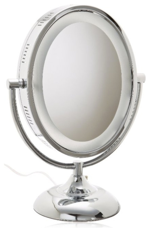 Jerdon HL958C 8Inch Tabletop TwoSided Swivel Oval Halo Lighted Vanity