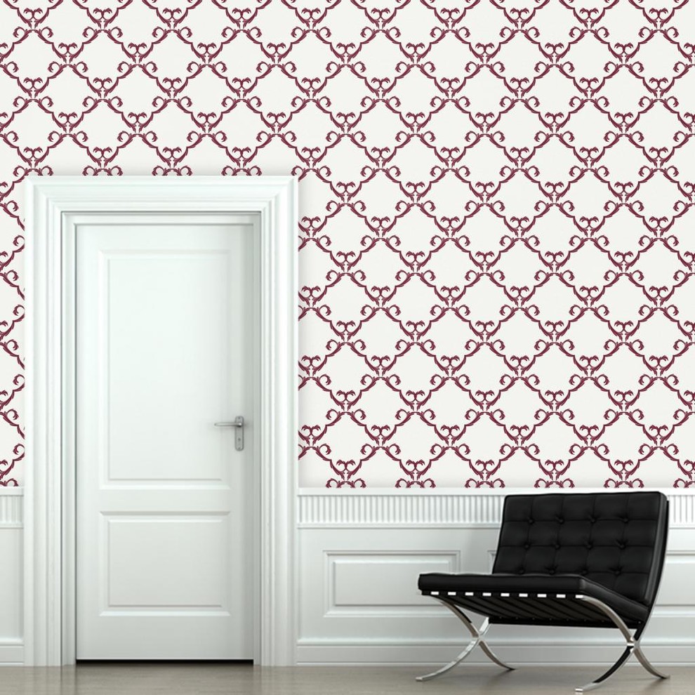 Bamboozled Wallpaper, Cranberry Cream, 25" X 9.5'