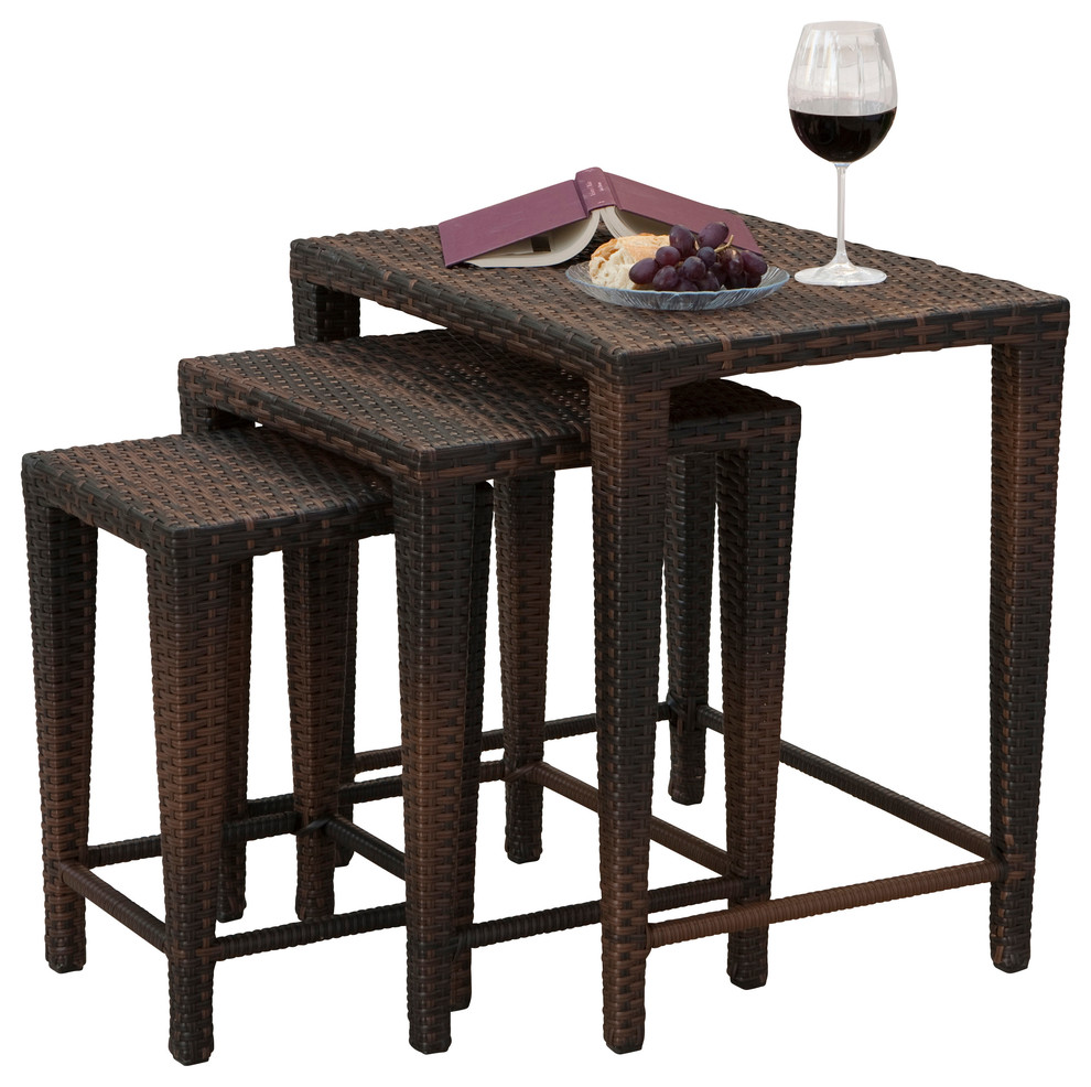 Mayall Nested Outdoor Tables, 3-Piece Set - Tropical - Outdoor Side ...