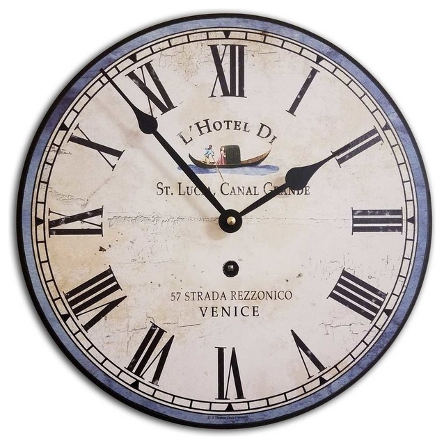 Italian Hotel Wall Clock Traditional Wall Clocks by J. Thomas