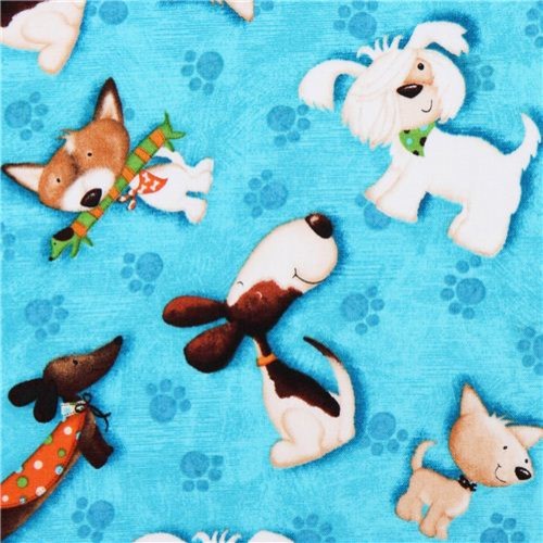 blue puppy dog fabric Puppy Love Quilting Treasures