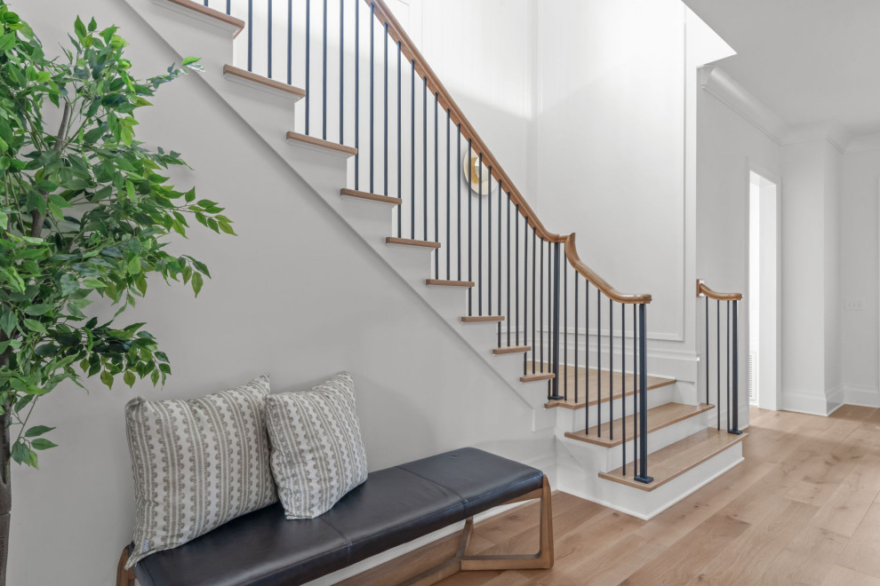 Example of a transitional staircase design in Raleigh