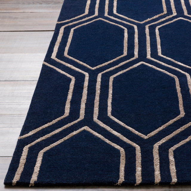 Modern BHS-0060805 Tufted Wool Navy Moroccan Area Rug | 3'3" x 5'3"