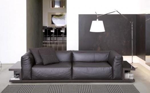 Диван «кожаный с книжными полками»