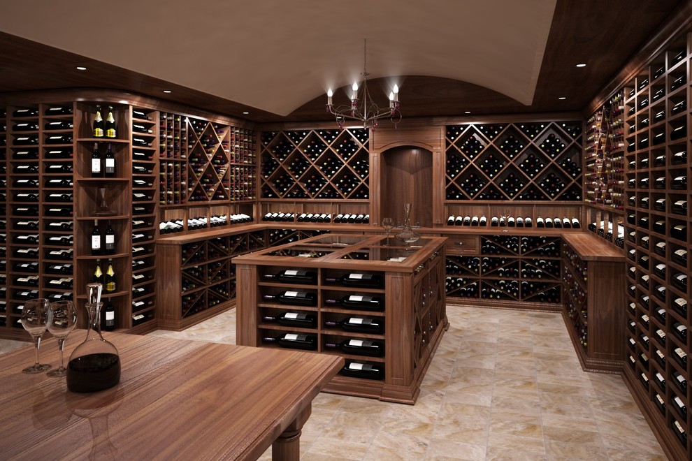 This is an example of a traditional wine cellar in Calgary.