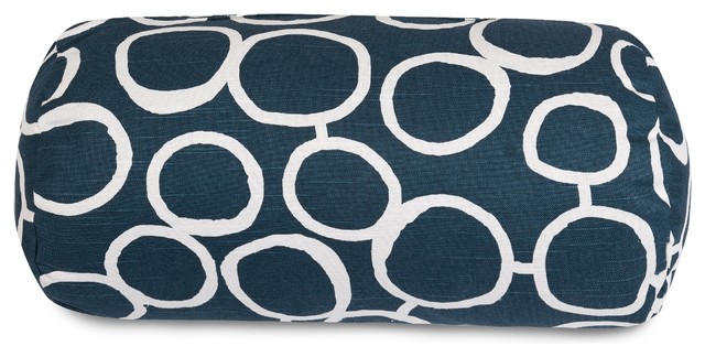 round navy pillow