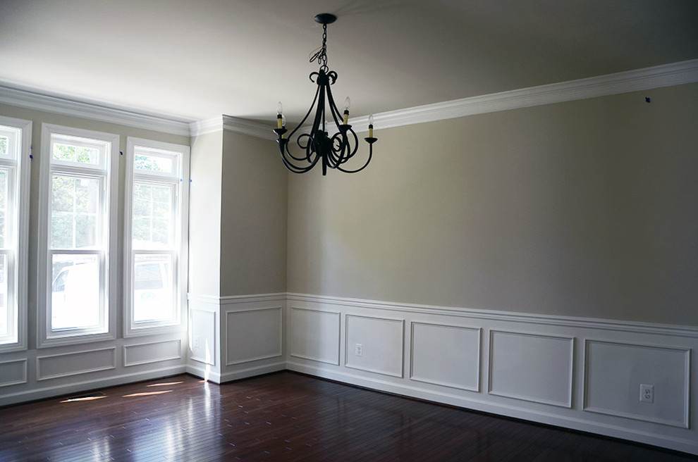 Design ideas for an arts and crafts dining room in DC Metro with dark hardwood floors.