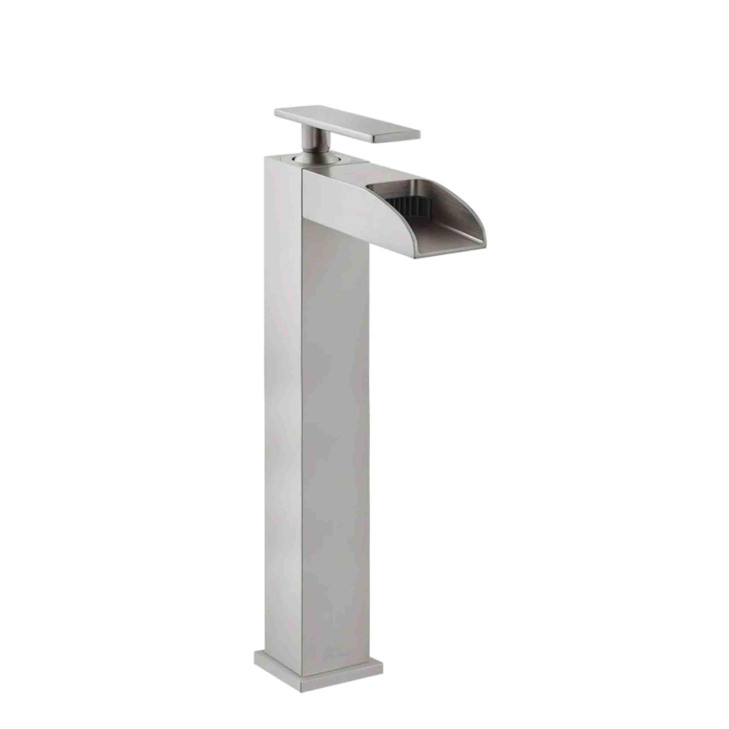 Concorde Single Hole, Single-Handle, High Arc Waterfall, Vanity Faucet, In Brushed Nickel.   Finishes: Brushed Gold, Matte Black, Oil Rubbed Bronze, & Chrome (SM-BF51BN)