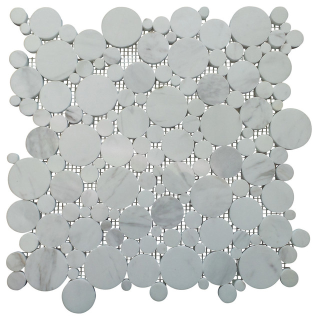 Bianco Carrara White Polished Bubble Circle Mosaic Tile 11 Sheets Polished Bubble Circle Mosaic Tile