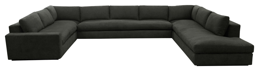 Contemporary Kai U-Sectional Sofa in Grey Perennial Fabric