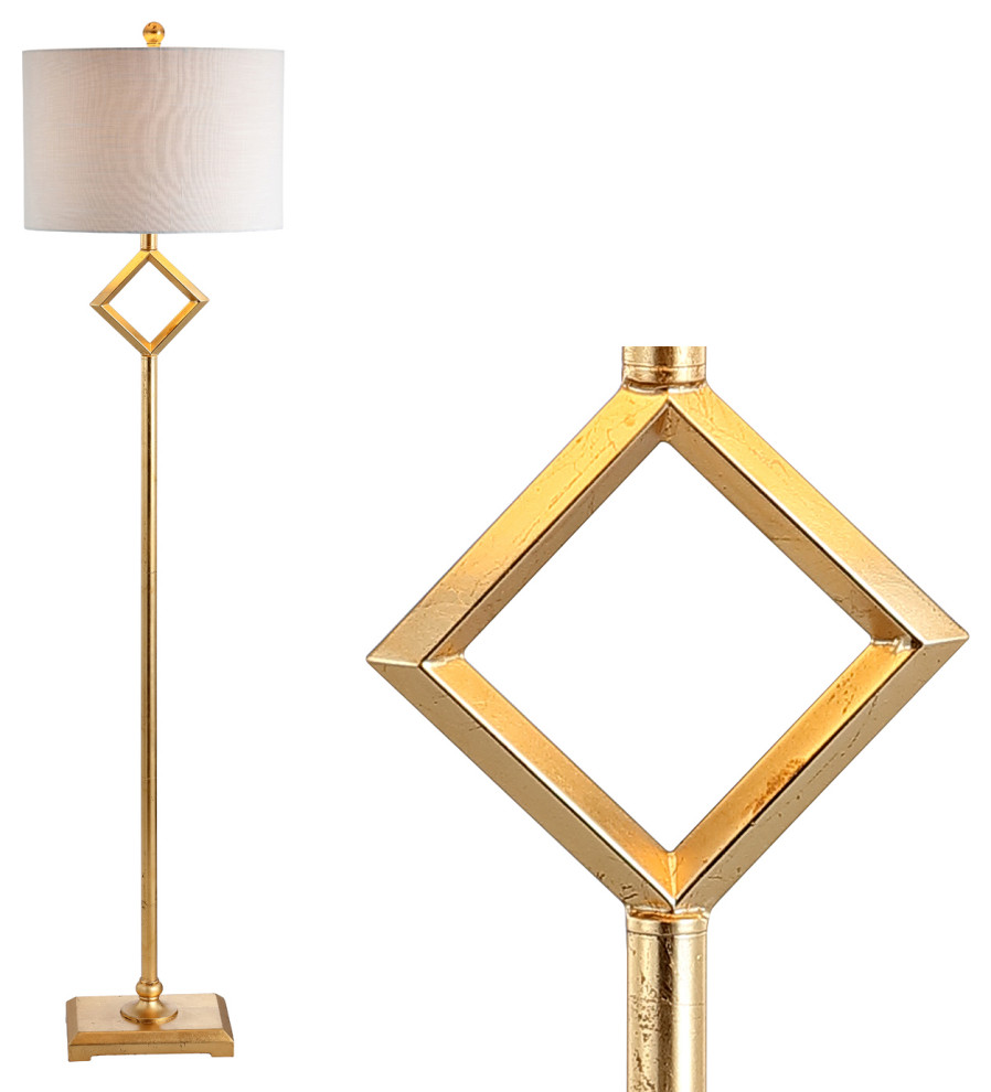 Juno Metal LED Floor Lamp, Gold Leaf, 62.5"