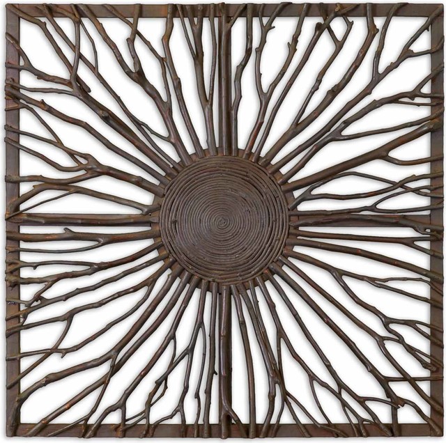 Uttermost Josiah Square Real Branches Wall Art Rustic Metal Uttermost Josiah Square Real Branches Wall Art