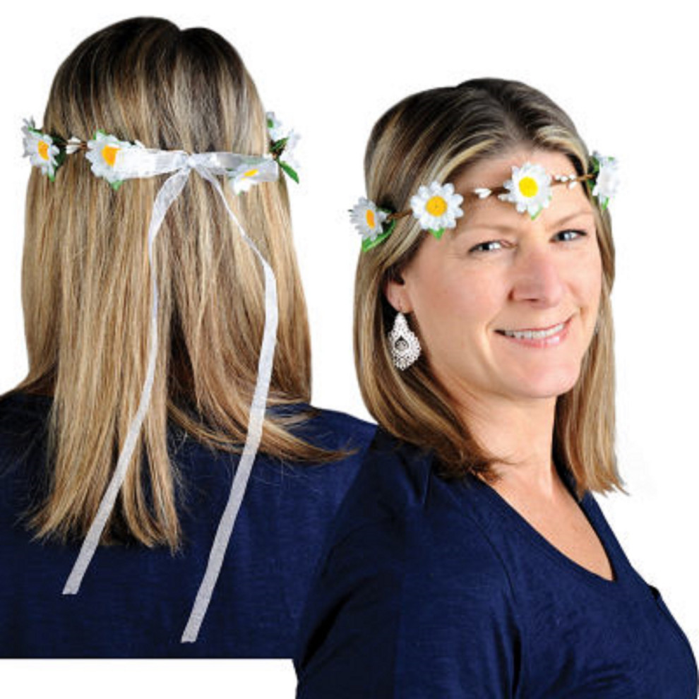 Club Pack of 12 White and Yellow Springtime Daisy Party Headbands Costume
