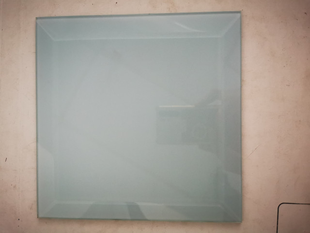 Frosted Elegance 8 in x 8 in Beveled Glass Square Tile in Glossy Mint Blue