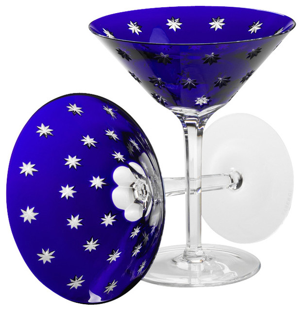 Galaxie Crystal Martini Glasses, Blue, Set of 2