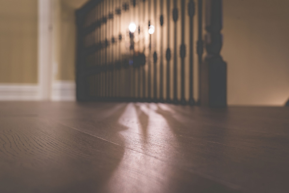 Inspiration for a transitional oak home design remodel