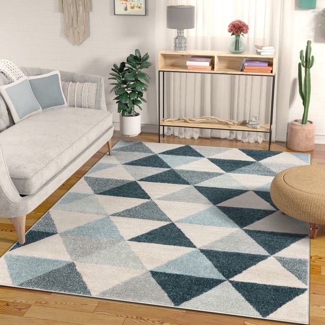 Well Woven Mystic Alvin Mid-Century Modern Geometric Dark Blue MC-64 ...