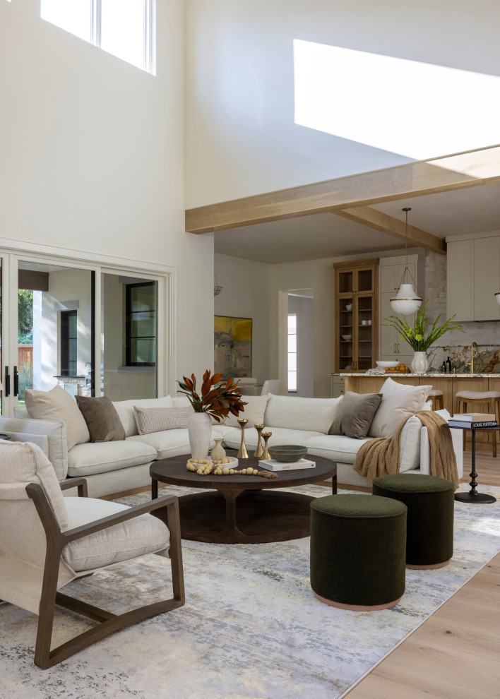 Example of a transitional living room design in San Francisco