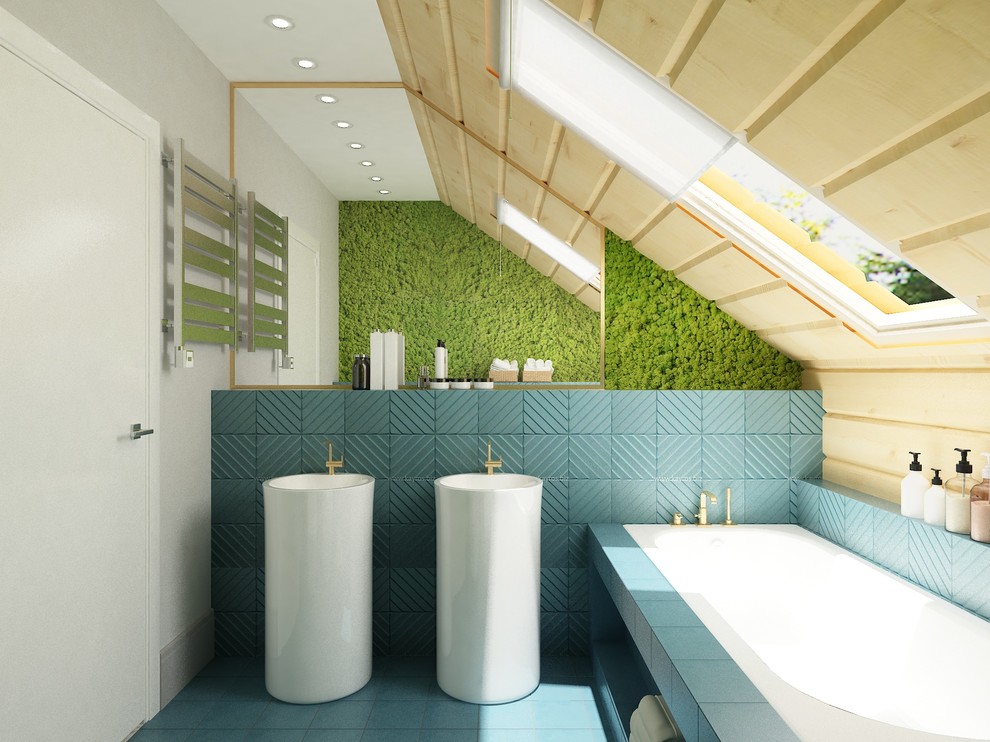 Интерьер загородного дома из оцилиндрованного бруса.