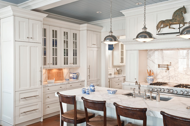 White Marble Kitchen american-traditional-kitchen