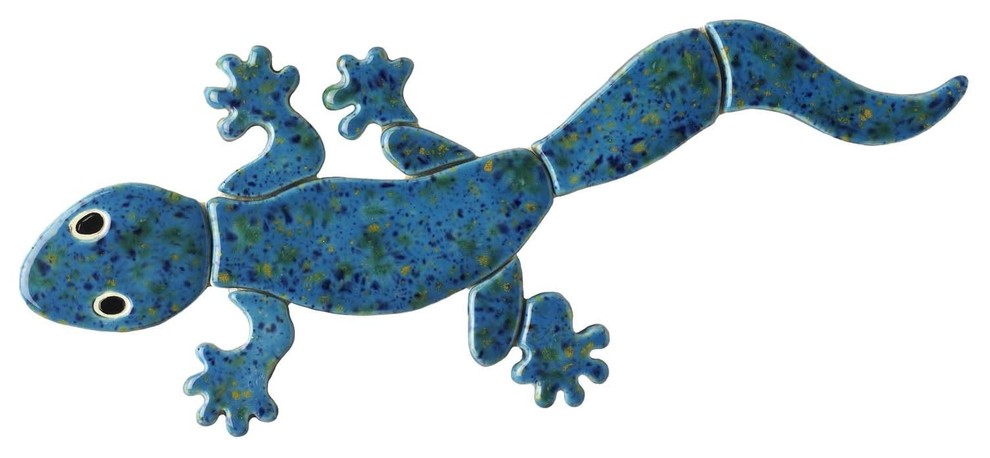 Leopard Gecko Ceramic Swimming Pool Mosaic 12"x5", Blue
