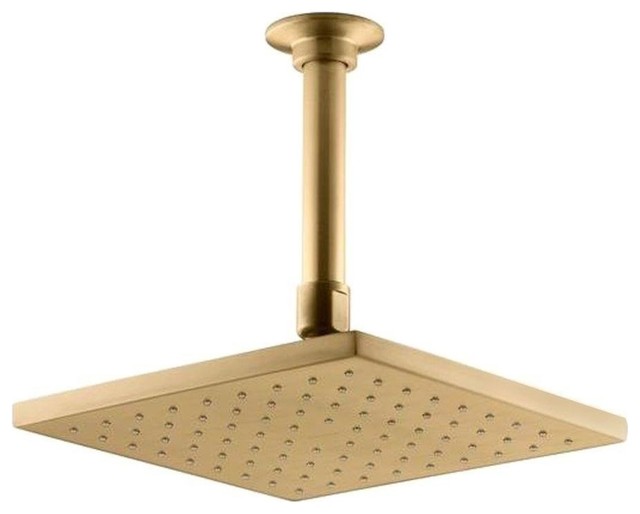 Fontana Gold Plated Square LED Rain Shower Head, Solid Brass, 16"