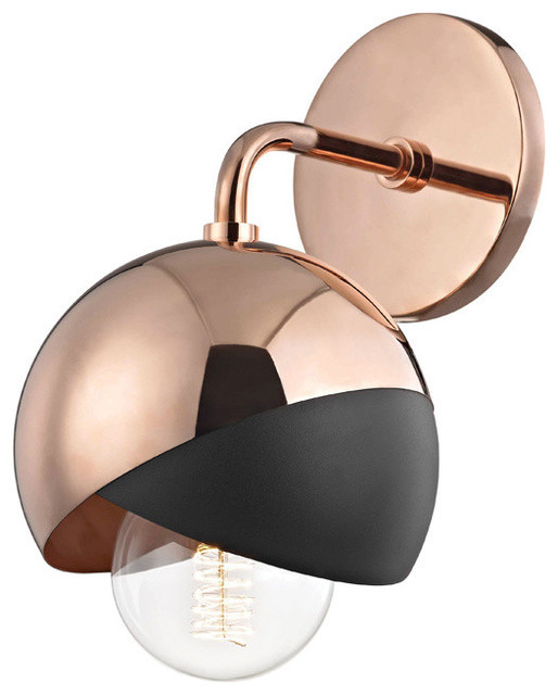 Emma 1 Light Wall Sconce in Polished Copper/Black