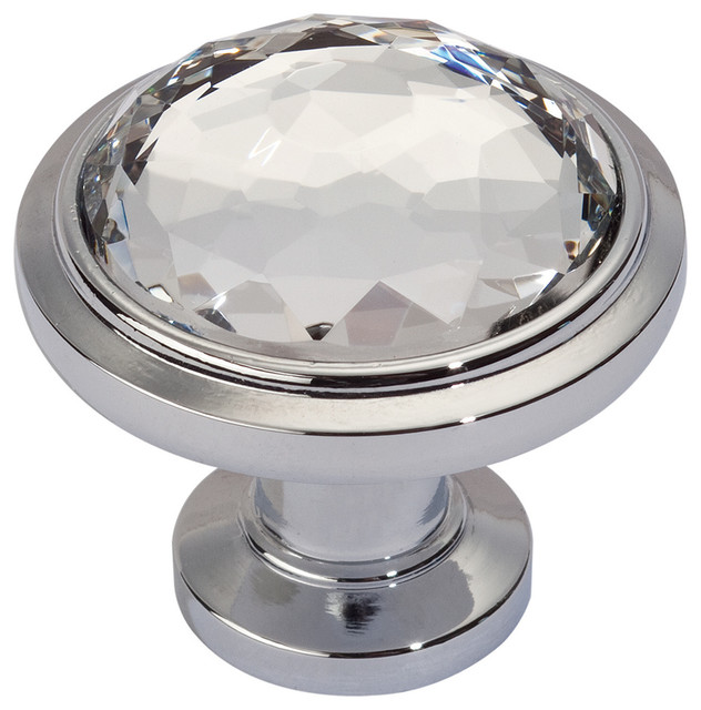 Crystal Round Knob 343, Polished Chrome